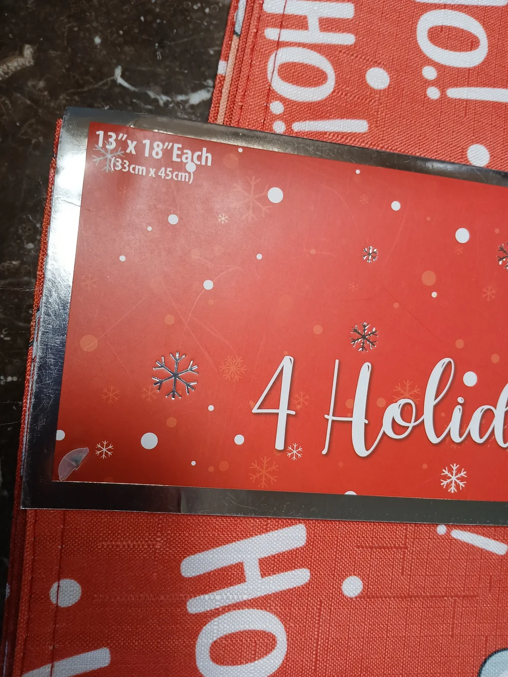 Red Santa 'Ho!' Holiday Placemats Size 13x18 - 2 Set of 4 (8 total)
